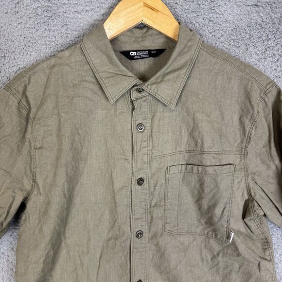 Outdoor Research Shirt Mens Small Green Short Sleeve Button Up Hemp Blend - Picture 2 of 8